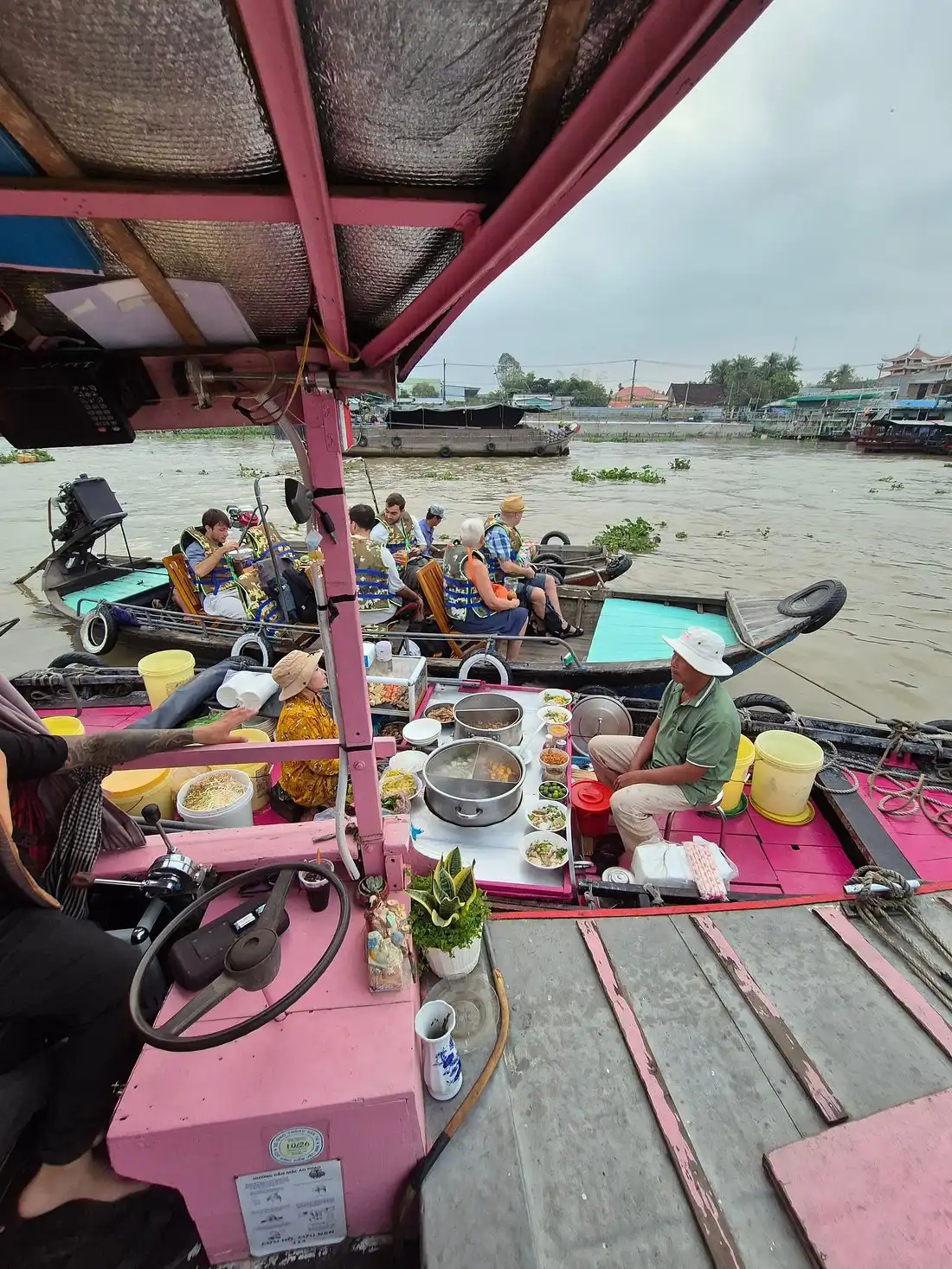 Foods on the boat at Cai Rang Floating Market
