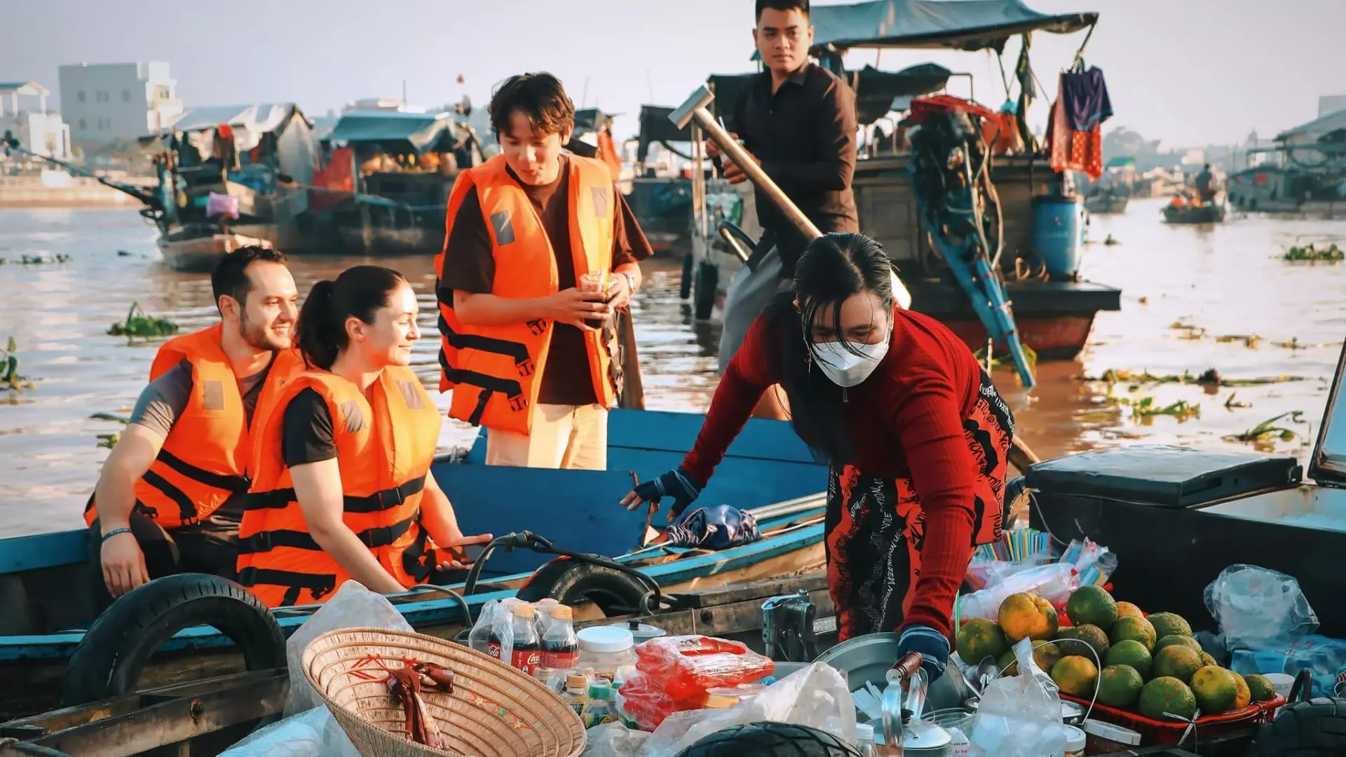 Floating market atmosphere and local dining experience at Can Tho Restaurant, Can Tho