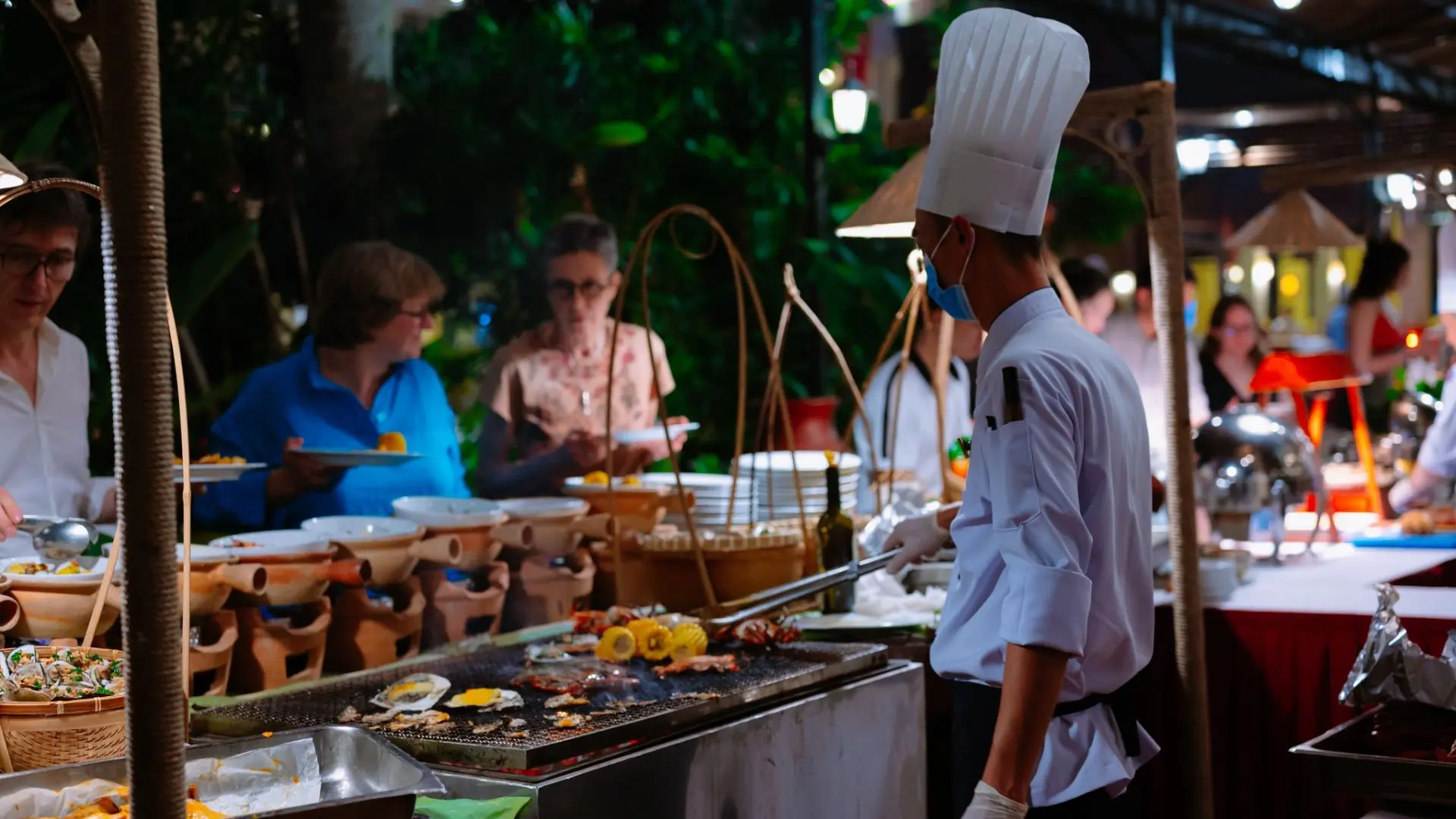 Live cooking experience for guests at Spices Restaurant in Can Tho, Vietnam