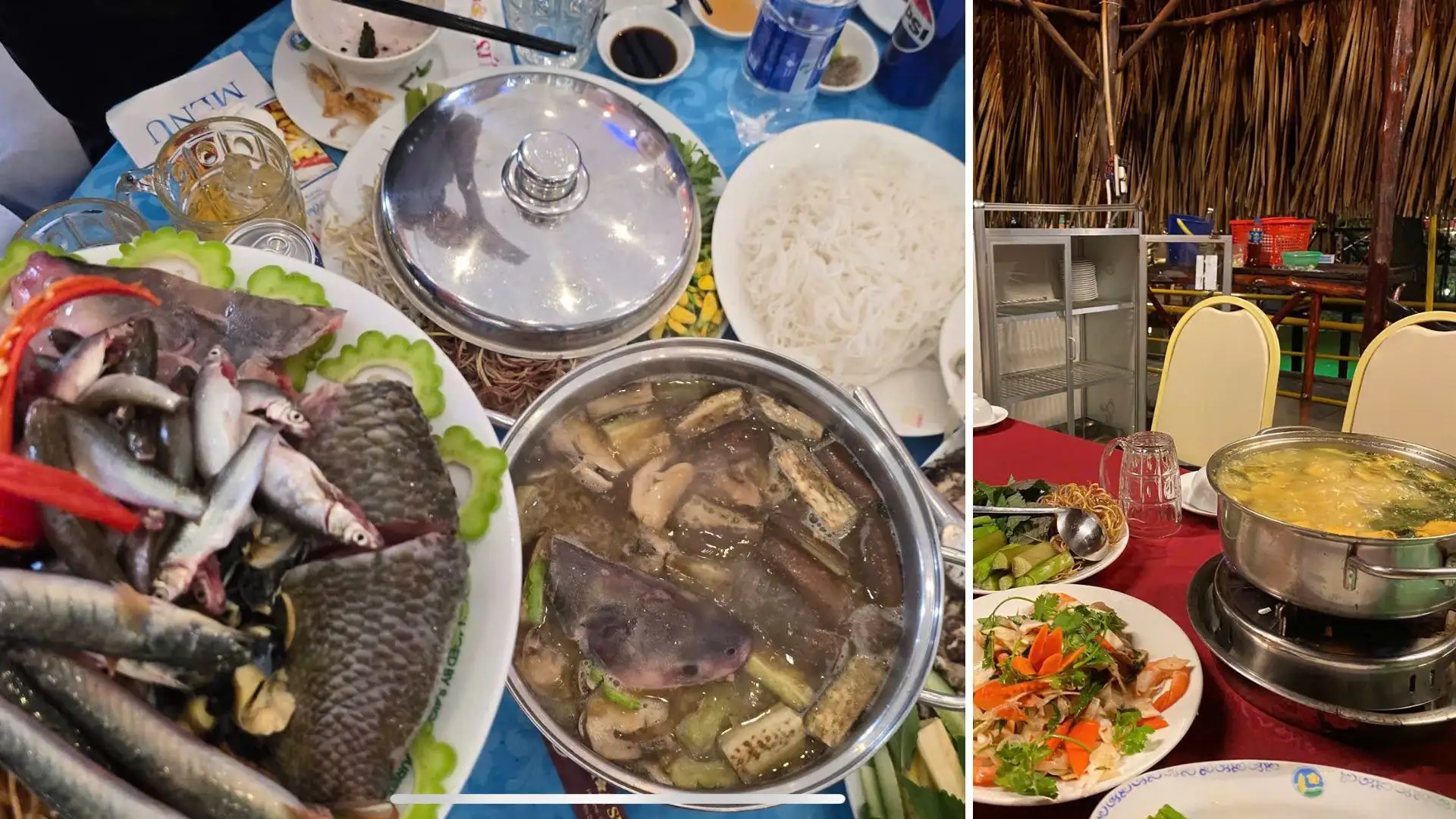 Mekong fish and hotpot meal at Hoa Su Restaurant