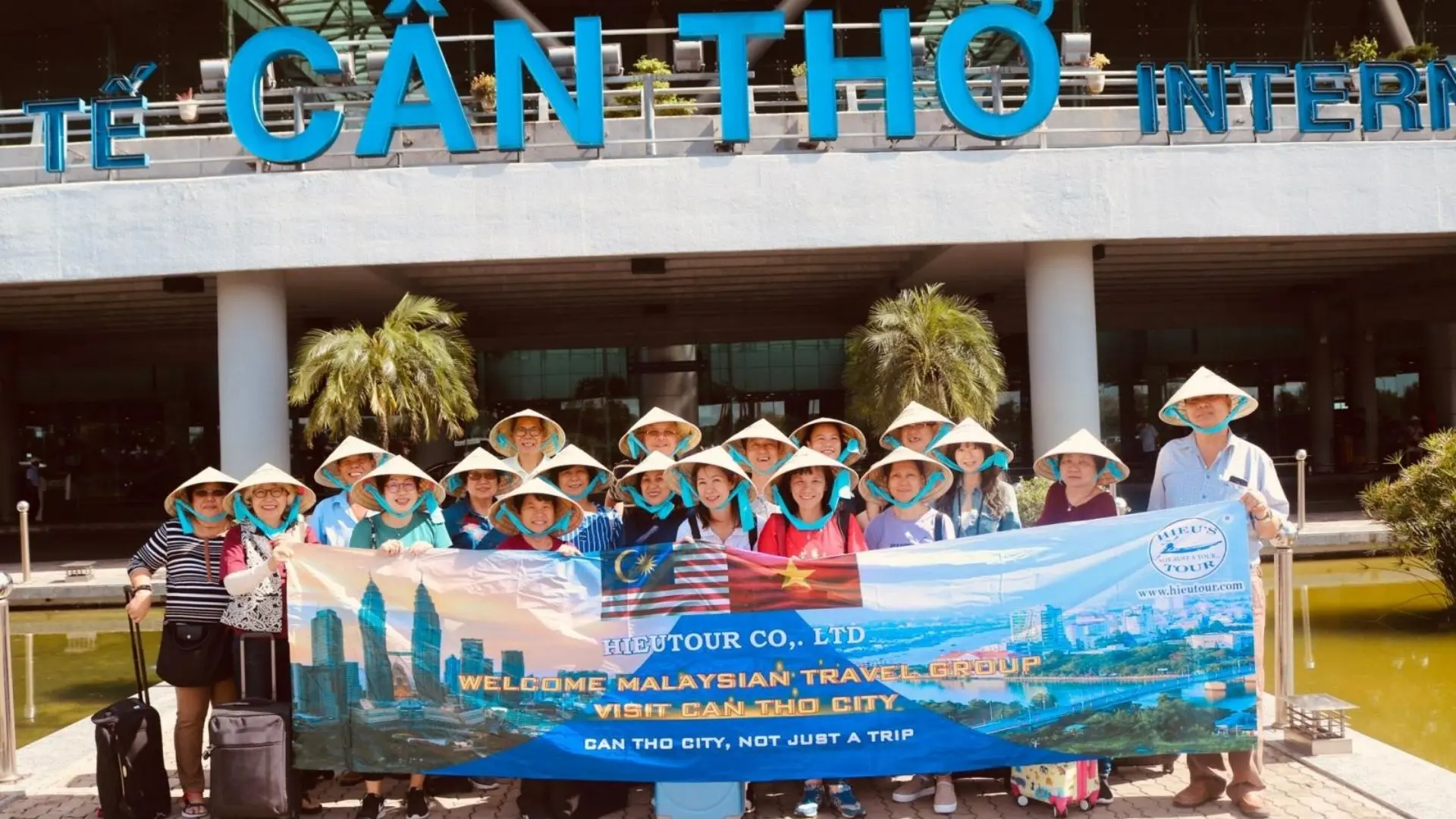 Best 10 Travel Agents in Mekong Delta 419 Hieutour Vietnam tour group at Can Tho International Airport