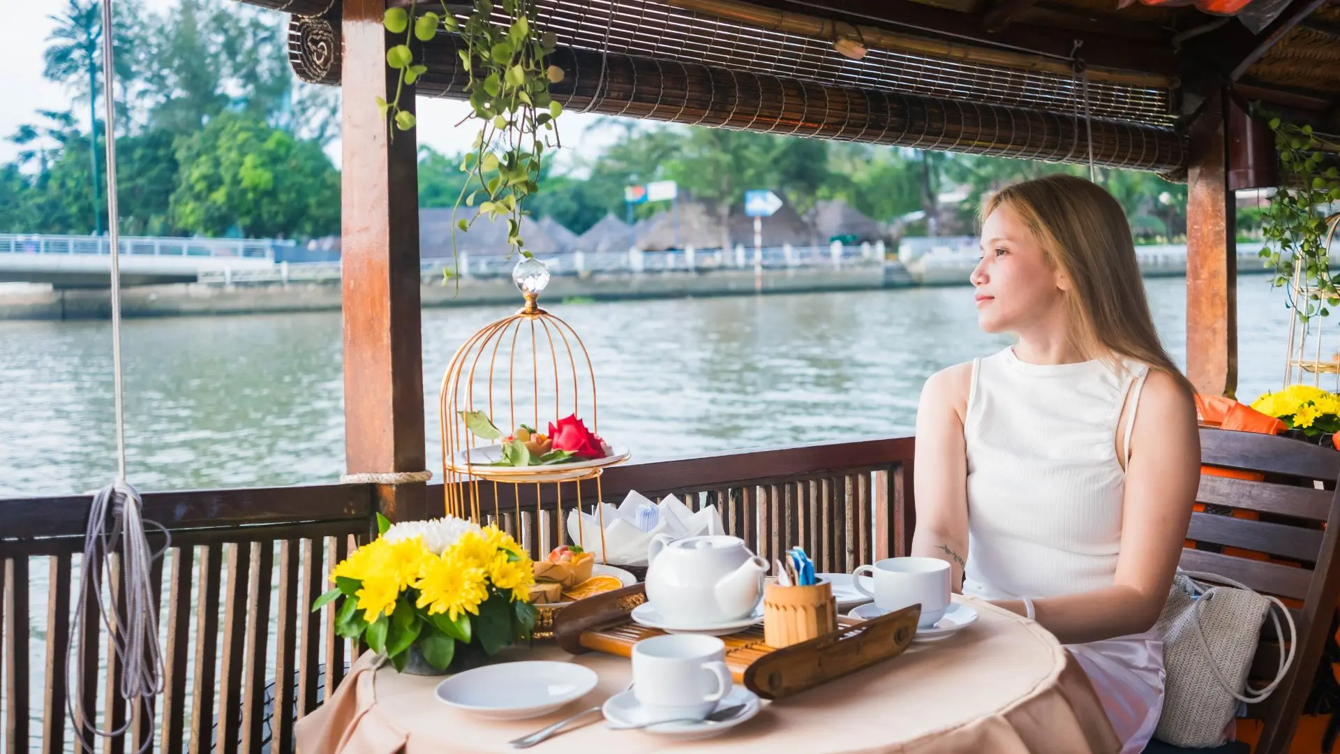 Afternoon tea and pastries served on the boat – Mekong Smile Can Tho Sunset Tour