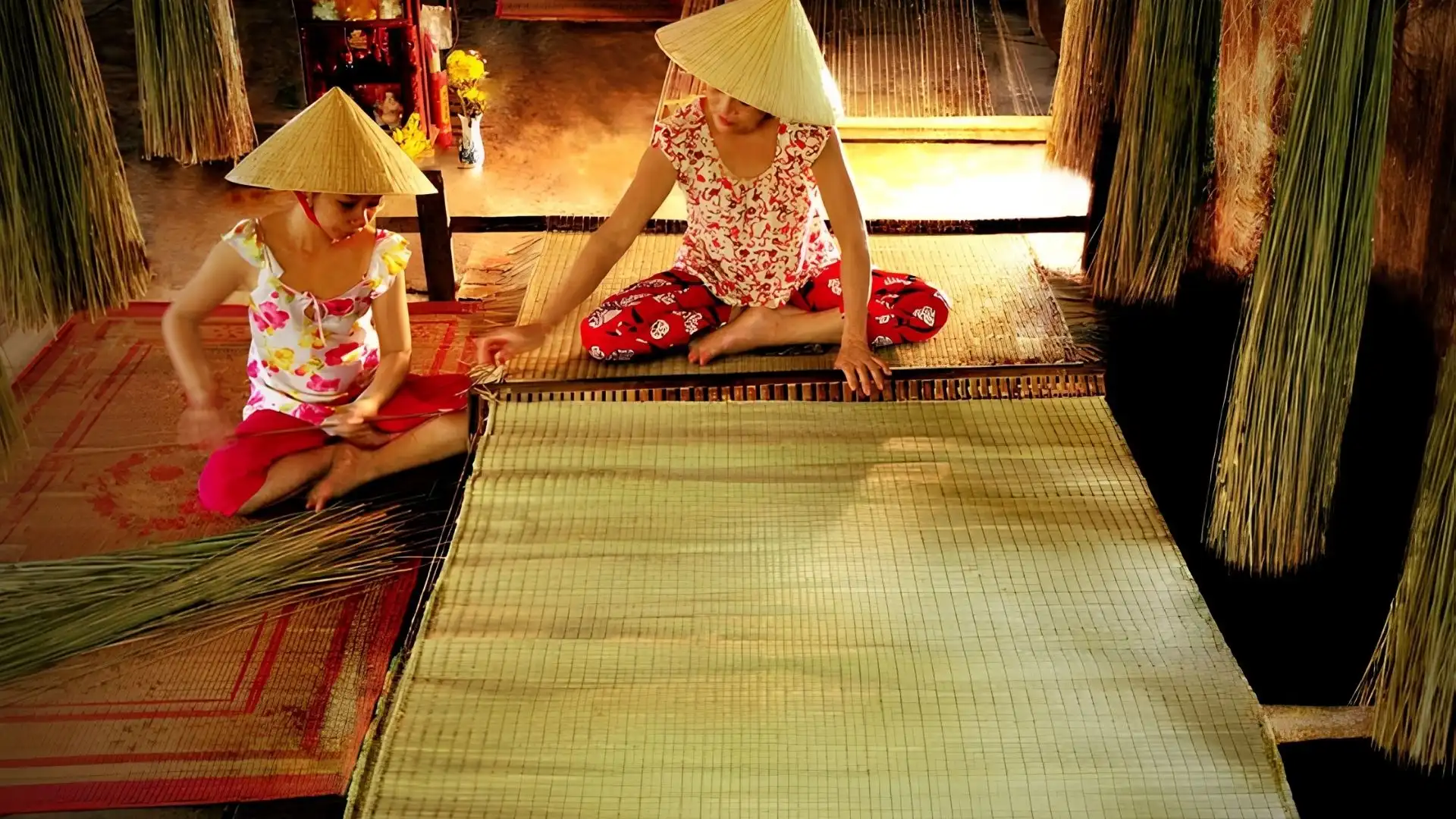 An Hiep Mat Weaving Village: A Hidden Craft Village in Ben Tre 155 A bright, newly finished colorful mat at An Hiep Mat Weaving Village.