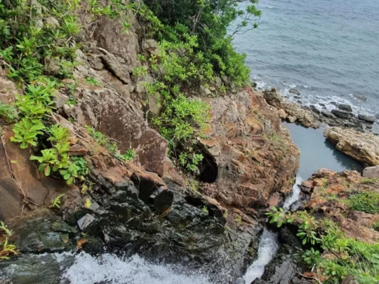 Bai Bang Waterfall, Con Dao Island, during the rainy season.