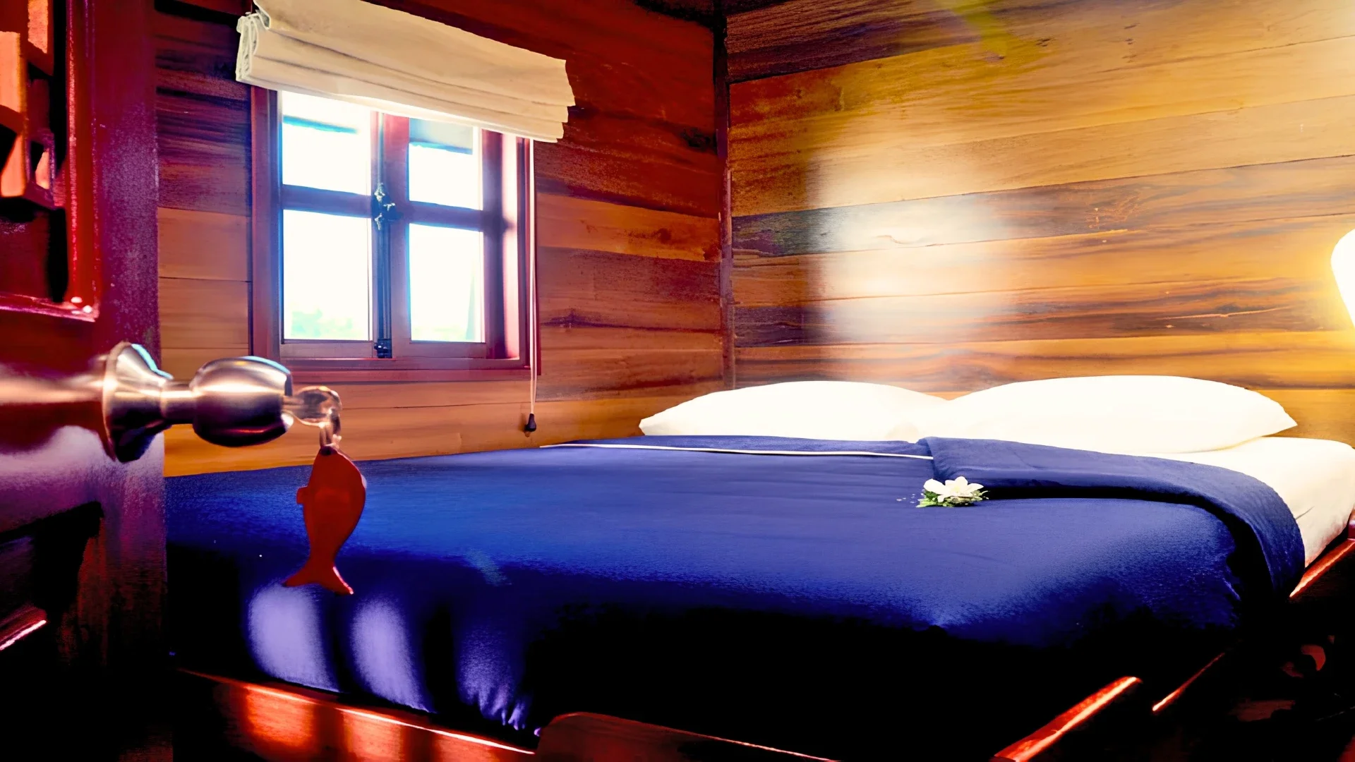 Bassac Cruise Mekong Delta double bed cabin with wooden interior