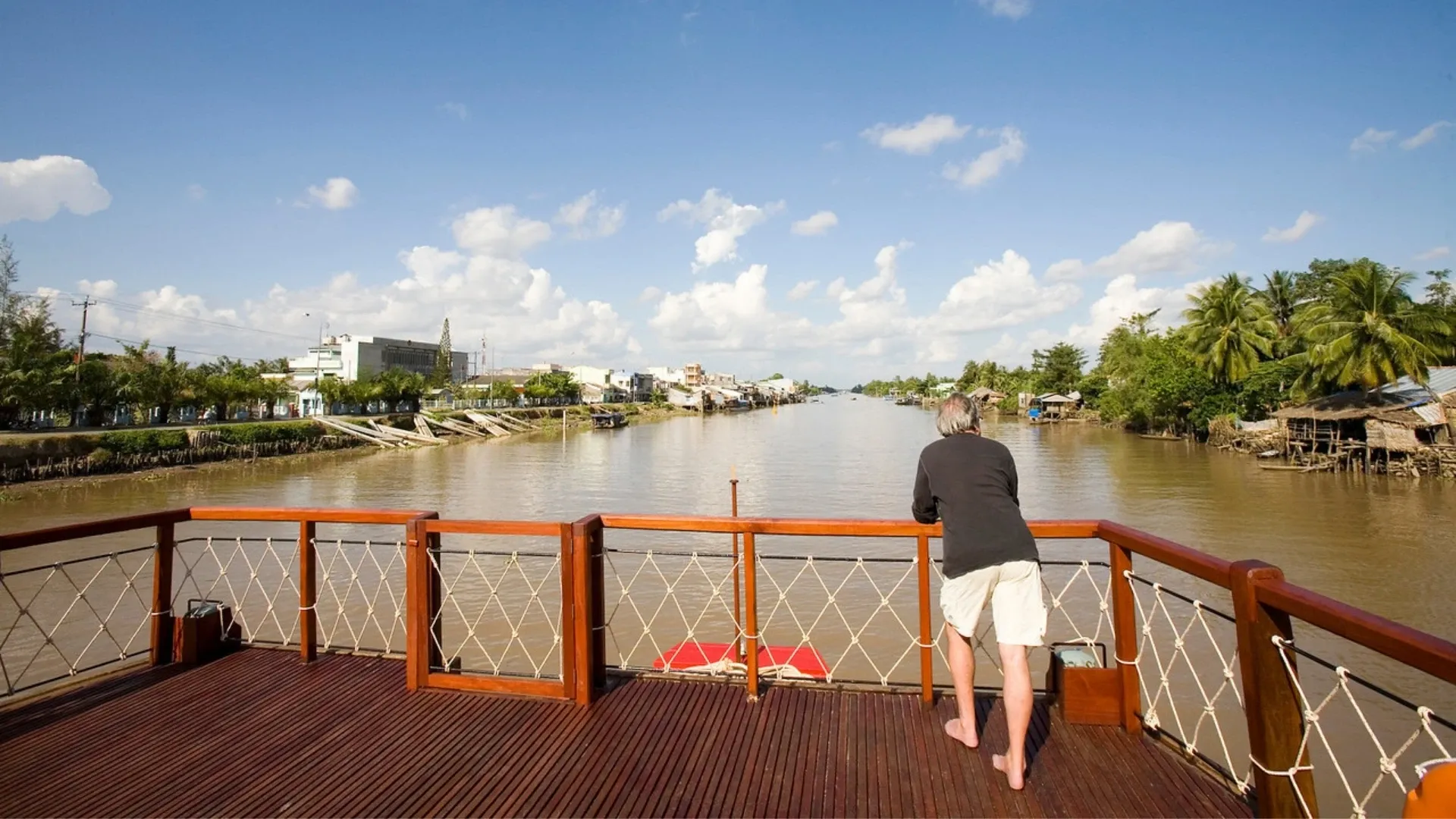Bassac Cruise Mekong Delta guests enjoying sunset on deck
