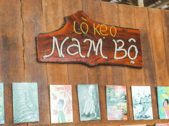 A traditional Southern Vietnamese coconut candy workshop visited during the Mekong Smile tour in Ben Tre