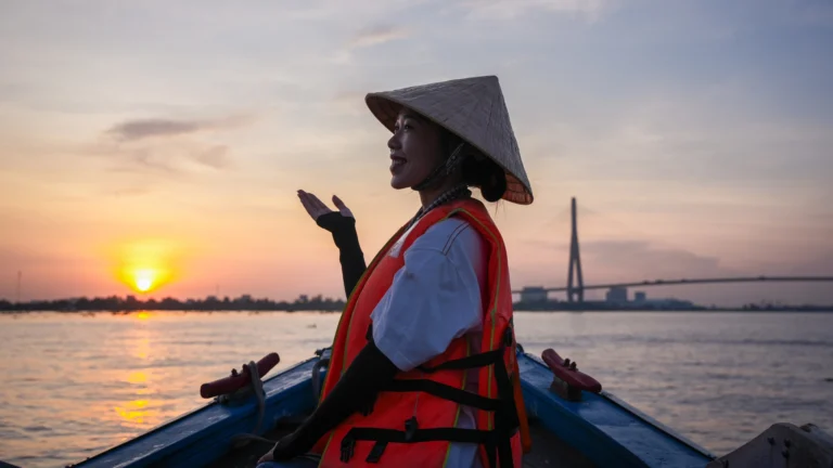 The best time to visit Cai Rang Floating Market in Can Tho is early morning when trading activity is at its peak