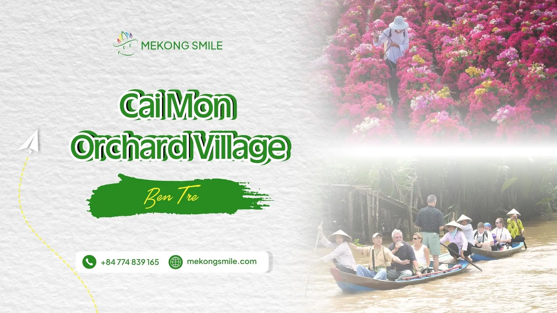 Official tourism banner for Cai Mon Orchard Village by Mekong Smile