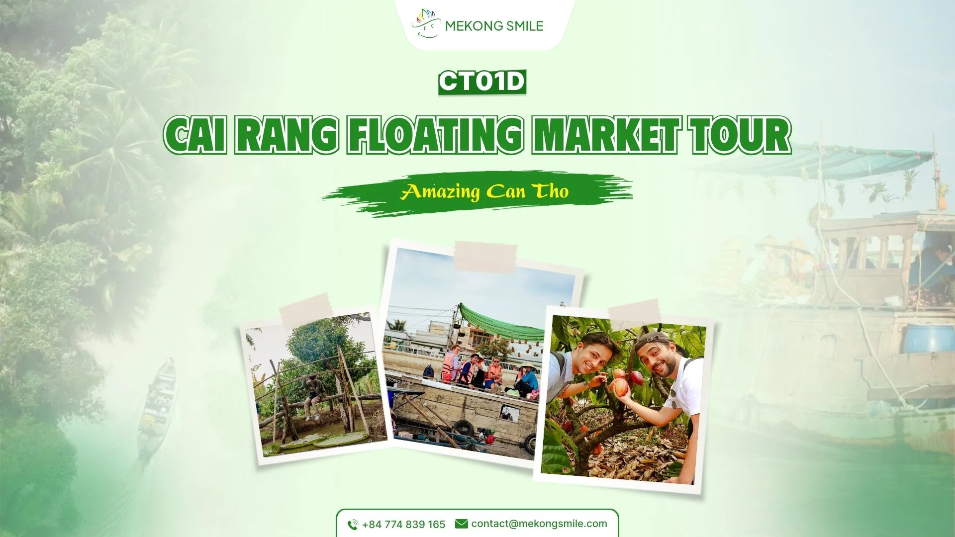 A photo capturing the bustling atmosphere of the Cai Rang Floating Market at sunrise, the highlight of a tour