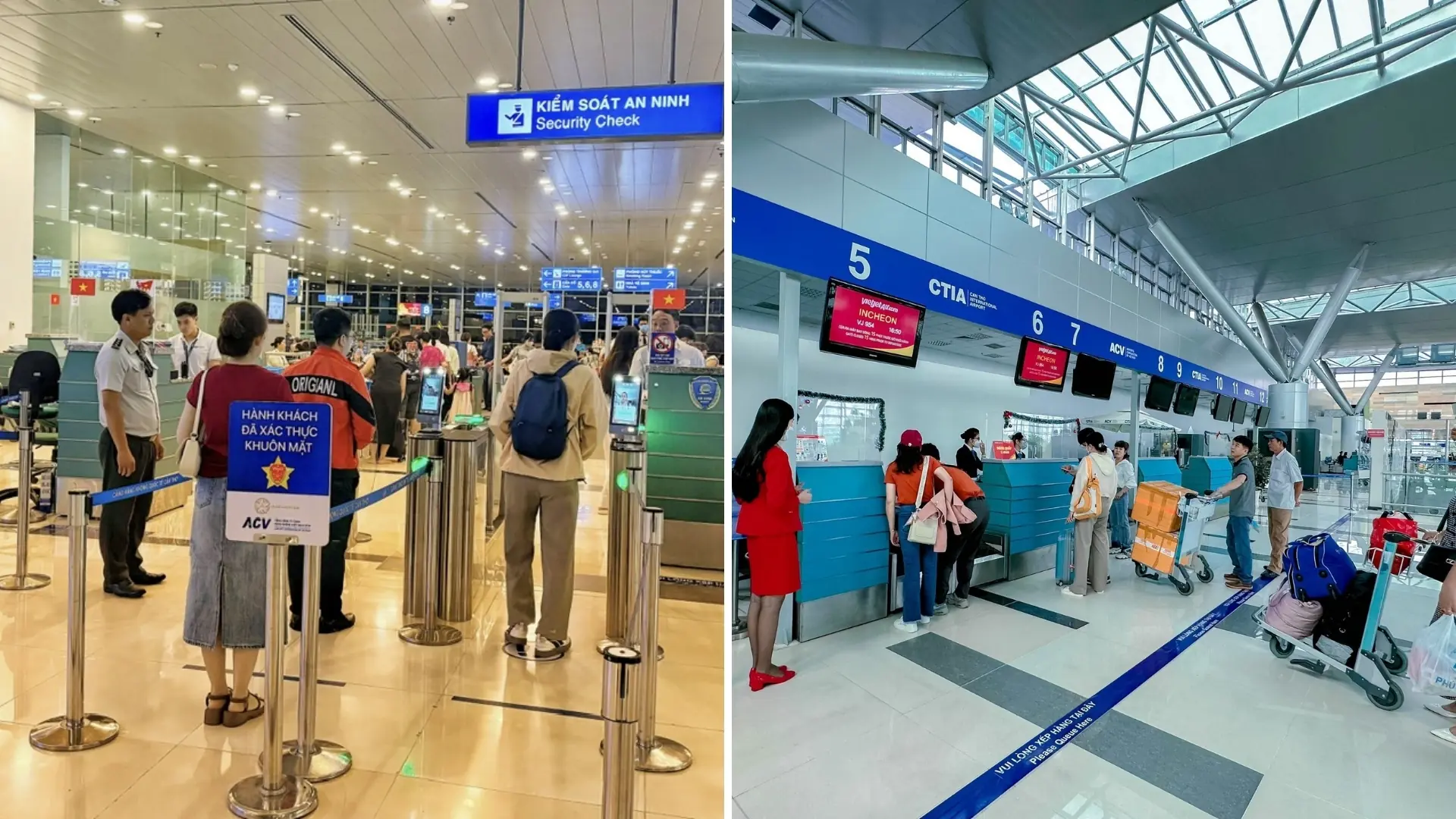 Can Tho International Airport (VCA): Flight & Travel Guide 379 Passengers at airport security screening and airline check-in counters