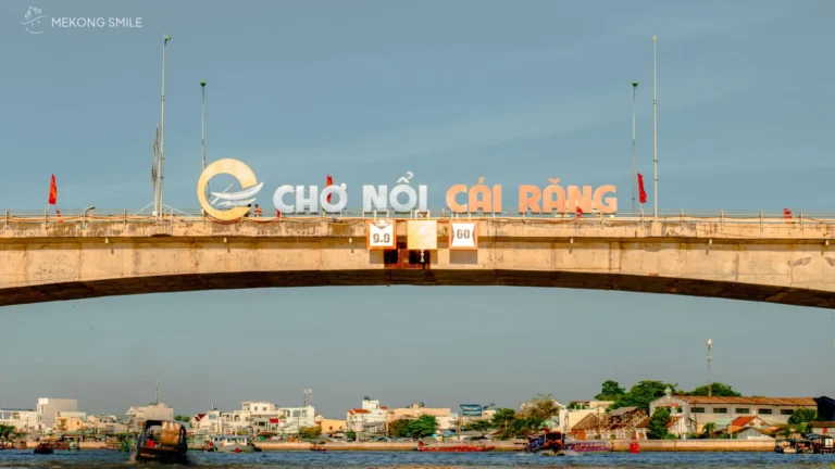 The welcoming entrance gate to the lively Cai Rang Floating Market, a famous landmark in Can Tho and a key part of our Cai Rang floating market tour
