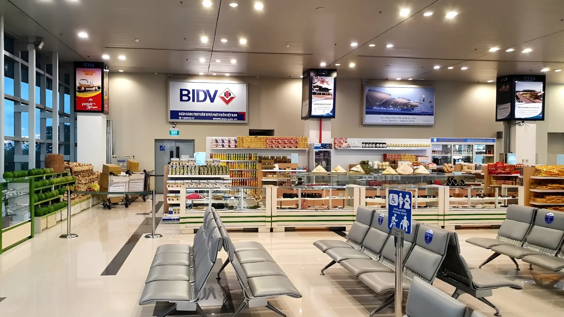 Can Tho International Airport waiting area with shops and services