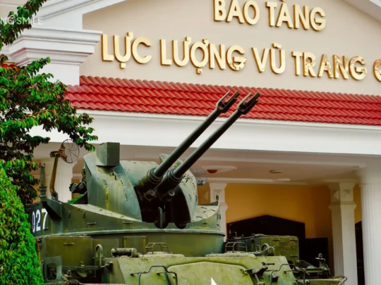 The entrance to the Military Zone 9 Museum in Can Tho, a historical landmark on the can tho motorbike tour.