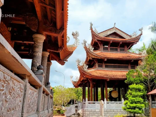 The entrance to the Truc Lam Zen Monastery Temple, a serene and spiritual site on the Can Tho Motorbike Tour.