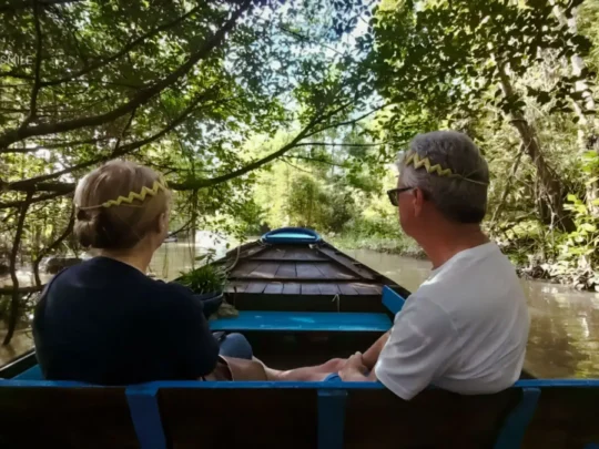 Discovering a beautiful, hidden view of the Mekong Delta's landscape on the Can Tho small canal tour