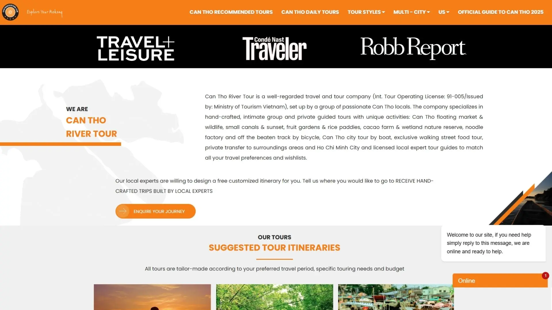 Best 10 Travel Agents in Mekong Delta 414 Cantho River Tour travel website showcasing Mekong Delta experiences