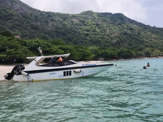Speedboat anchored near Cau Island Con Dao