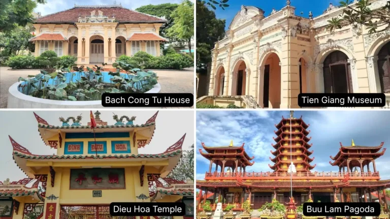 Bach Cong Tu House, Tien Giang Museum, Dieu Hoa Temple and Buu Lam Pagoda in My Tho