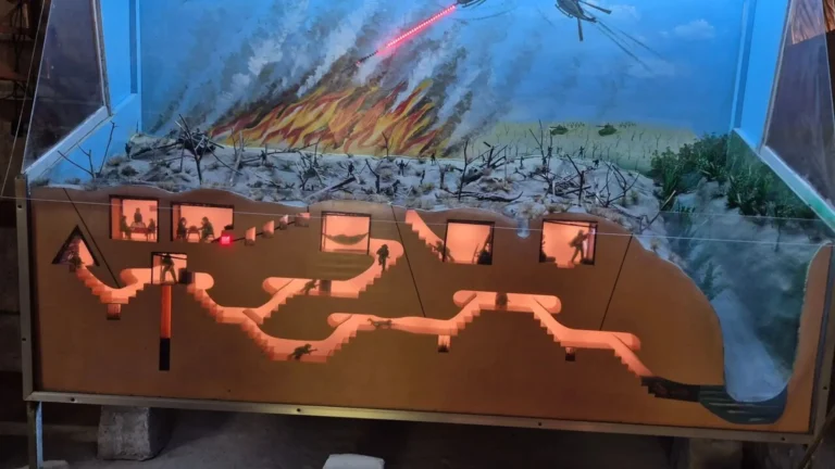 Cutaway model showing rooms and passages in the Cu Chi Tunnels network