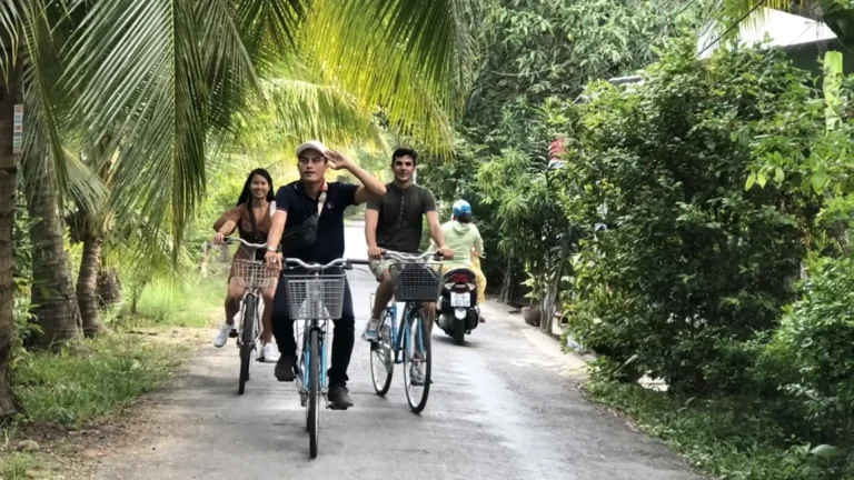 Cycling through local Mekong Delta villages and fruit gardens
