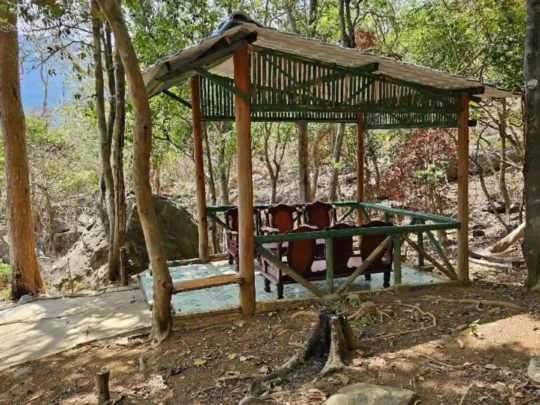 Forest rest hut on Ba Island during Con Dao island trekking tour