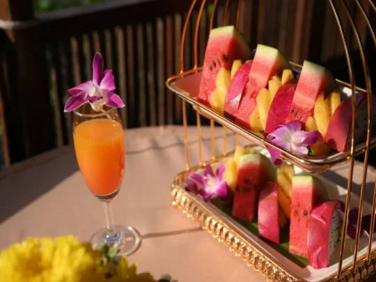 Elegant fruit platter served on the river – Mekong Smile Can Tho Sunset Tour