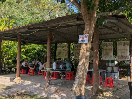 Shaded rest area at a local garden in Can Tho