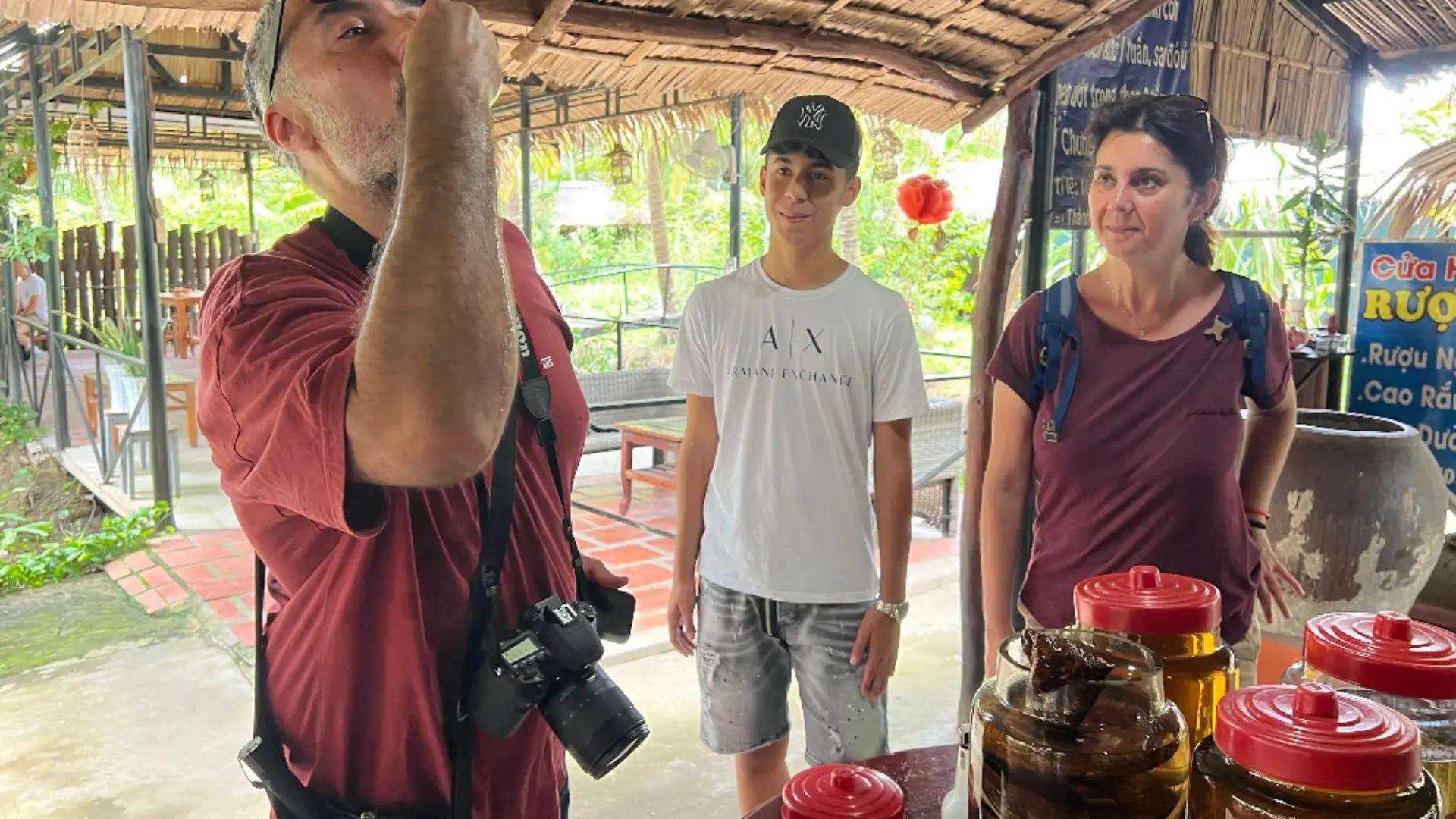 Guests visiting a local stop during the Ben Tre tour