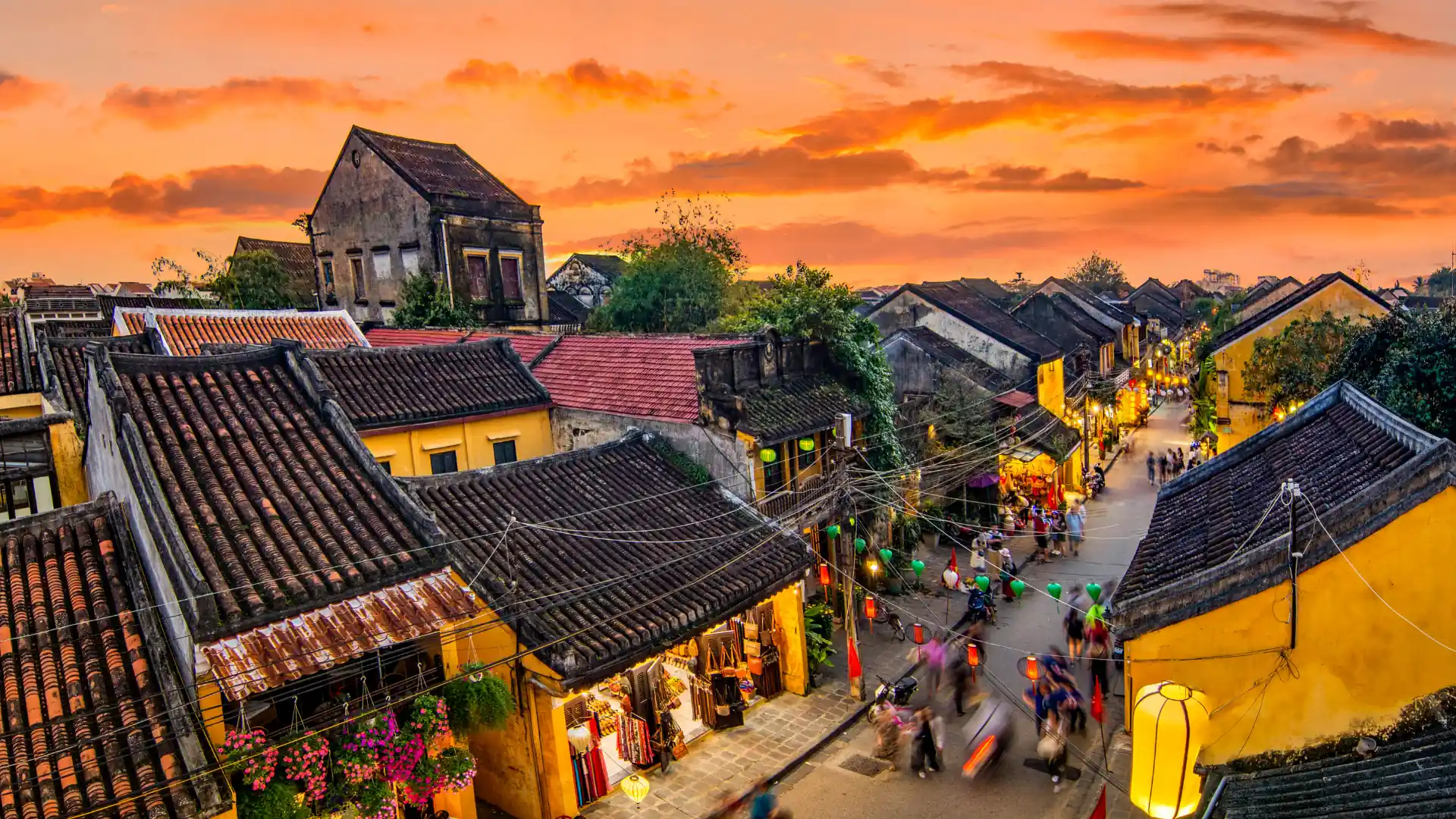 Lanterns and riverside street in Hoi An