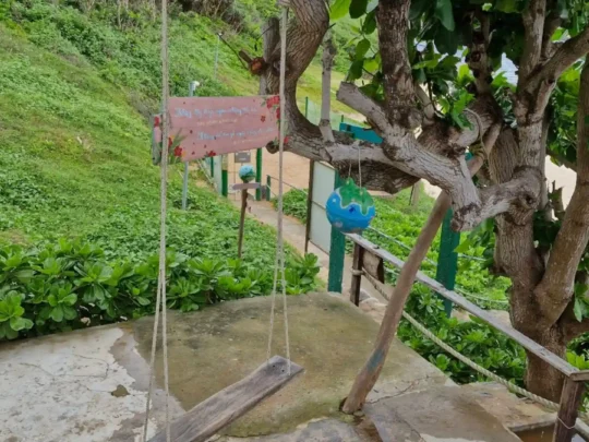 Forest path and beach entrance on Hon Tai Island in Con Dao