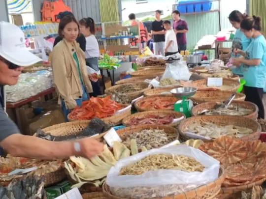 Local rice noodle workshop with handmade food products in Can Tho