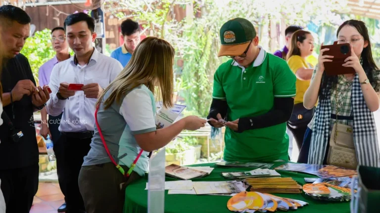 International tourists interact and connect with locals during a famtrip at Mekong Smile