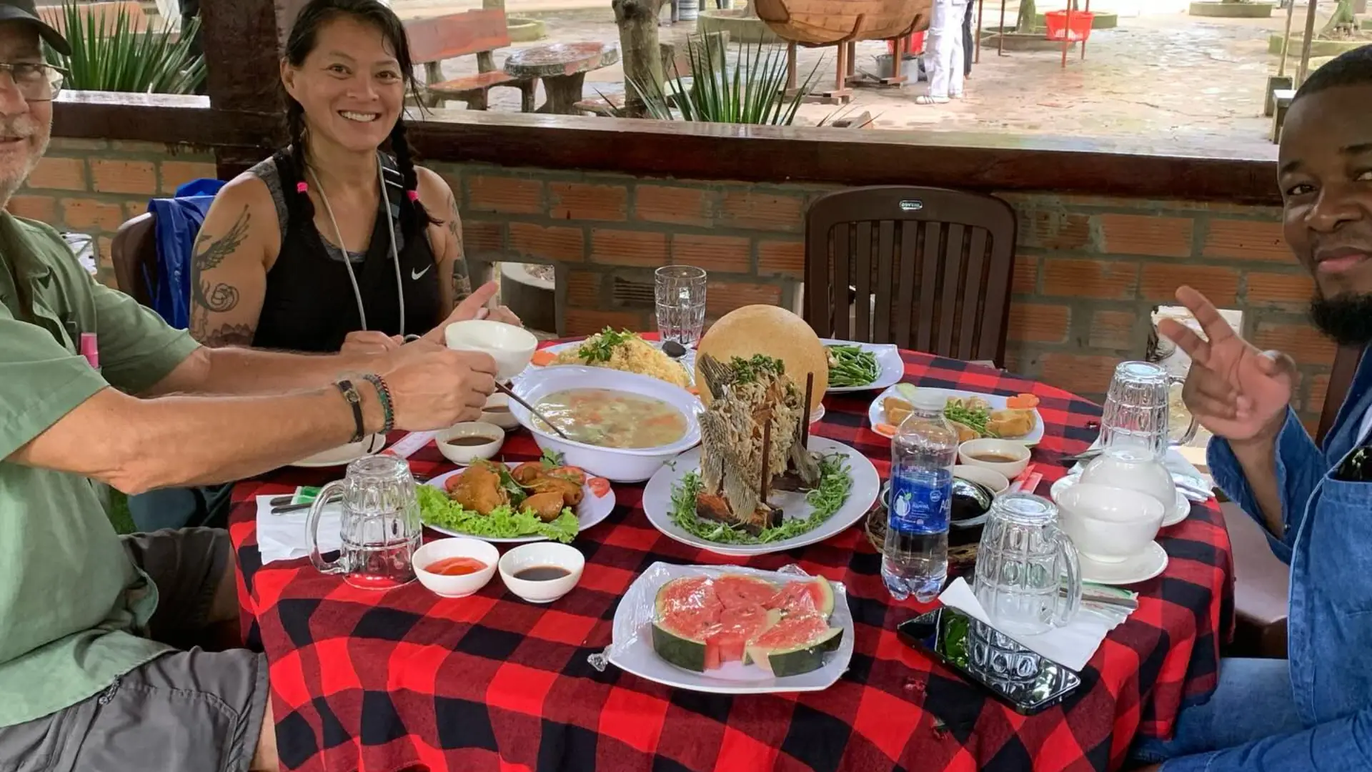 Traditional Mekong Delta dishes served for lunch on Phoenix Island during My Tho day tour