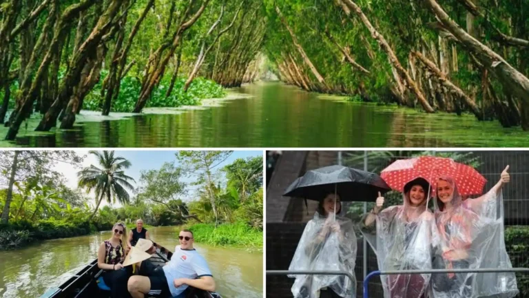Rain, waterways and boat travel showing changing conditions in the Mekong Delta