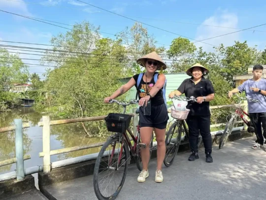 Mekong Smile Bassac Cruise Cai Be Can Tho cycling through Mekong countryside