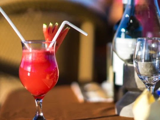 Cocktails served on Bassac Cruise during sunset on the Hau River, Can Tho