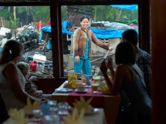 View of local Mekong river life from Bassac Cruise in Can Tho, Vietnam