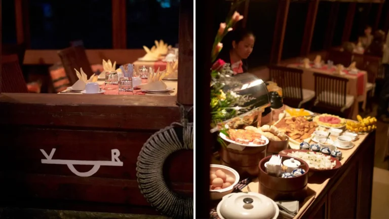 Vietnamese dinner spread on Bassac Cruise during evening cruise in Can Tho