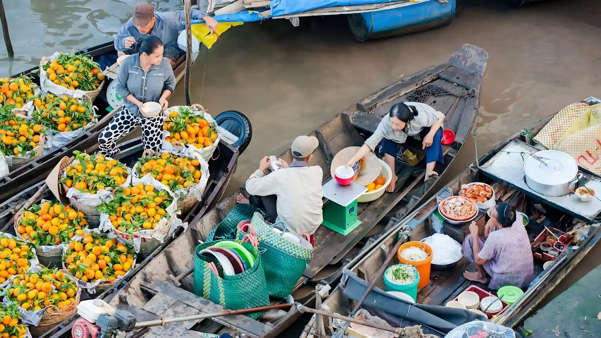 Mekong Smile Cai Be Floating Market daily life of locals on boats