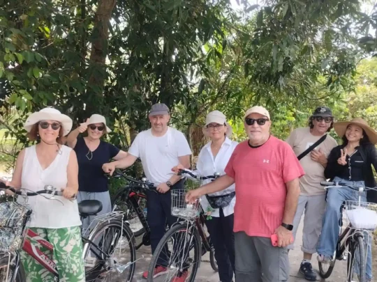 Group cycling tour in the Mekong Delta included in the Cai Rang Floating Market tour from Ho Chi Minh City