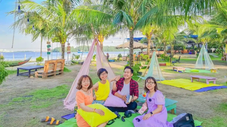 Colorful check-in area at the beach