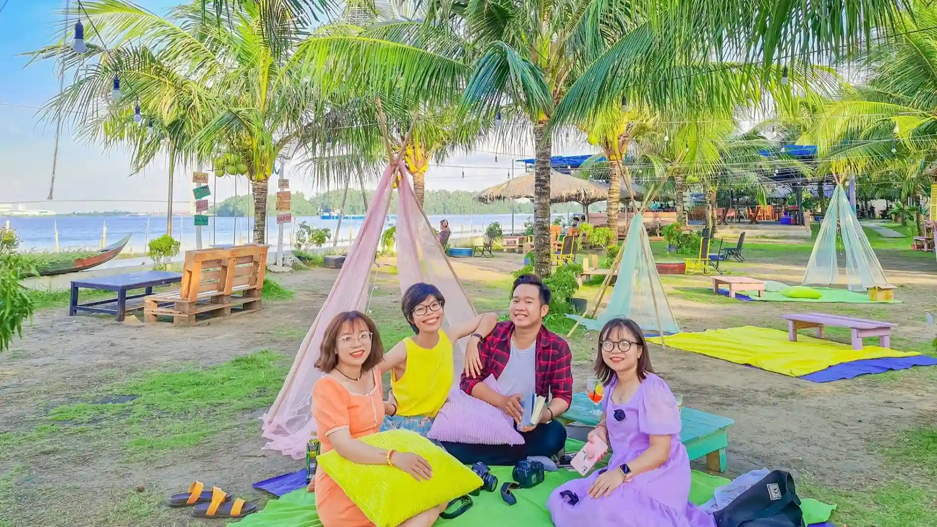 Colorful check-in area at the beach