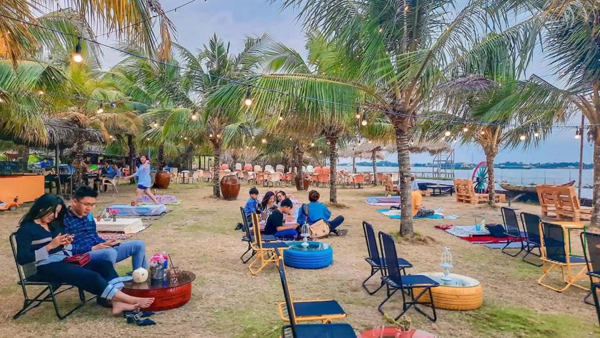 Tourists relaxing on the sand