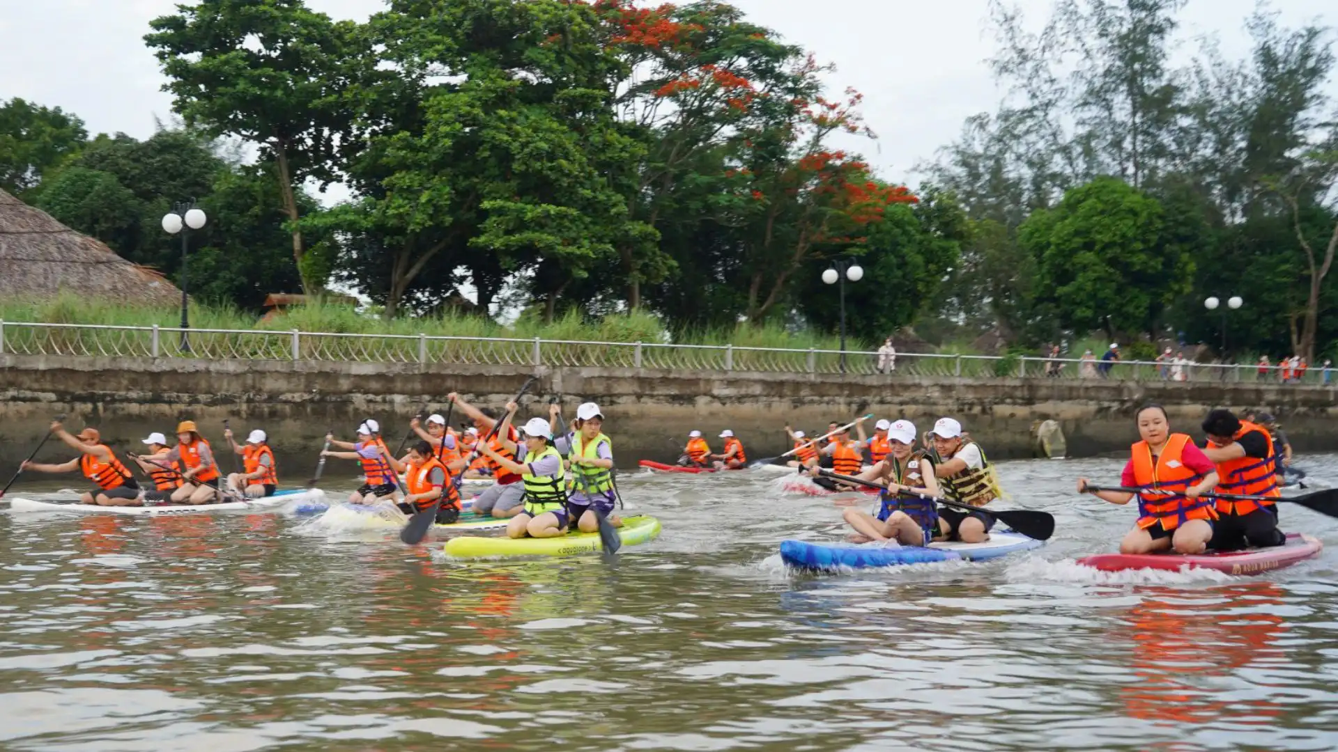 SUP boat race festival on the river