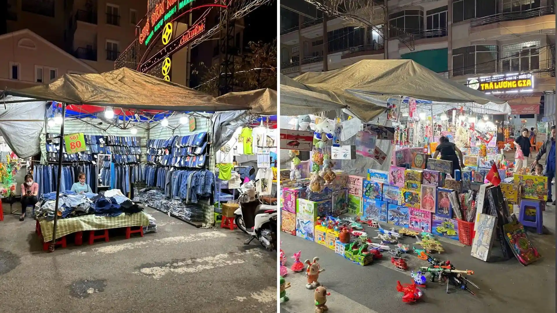 Shopping stalls at Can Tho Night Market