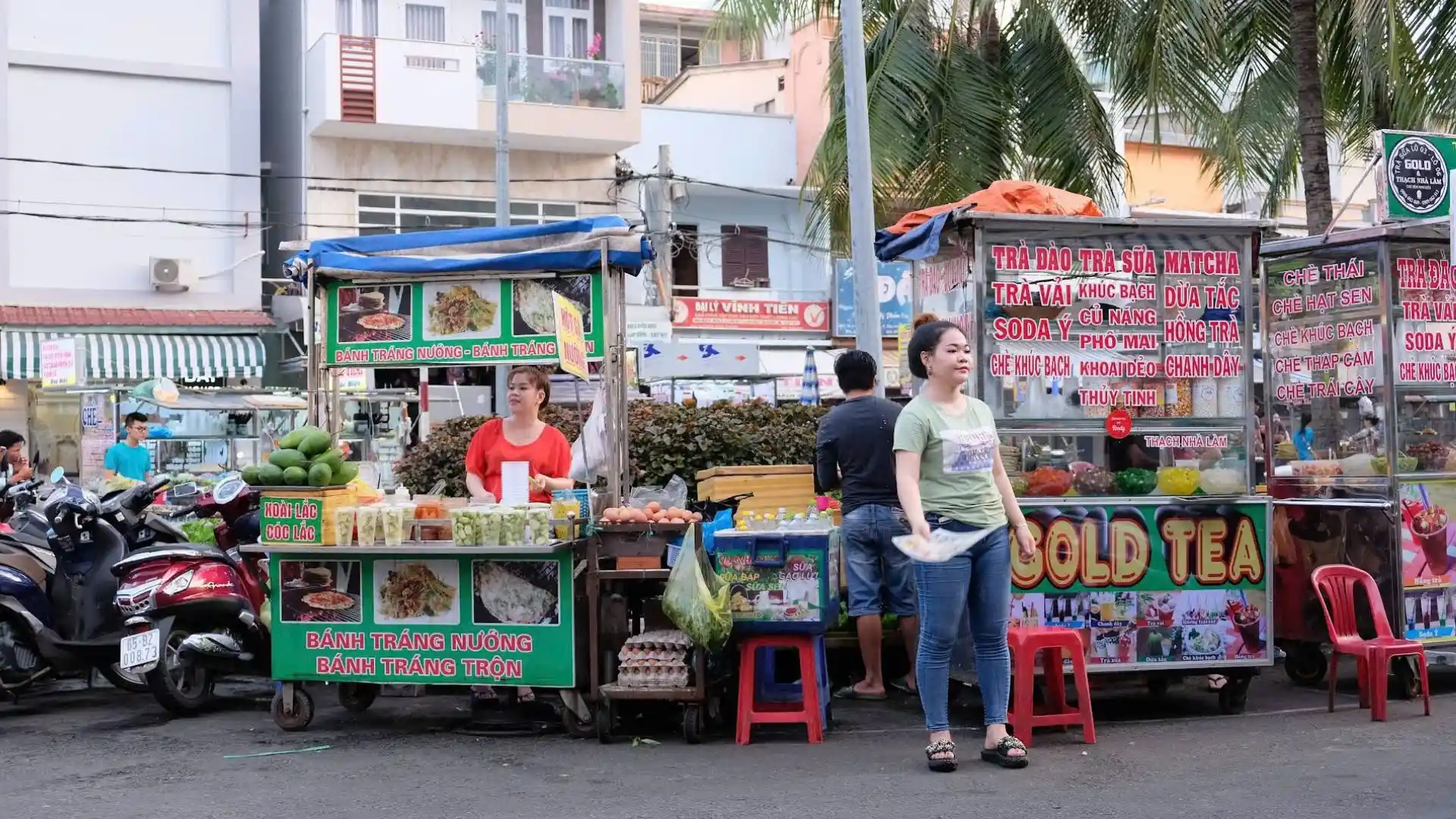 Street food stalls at Can Tho Night Market