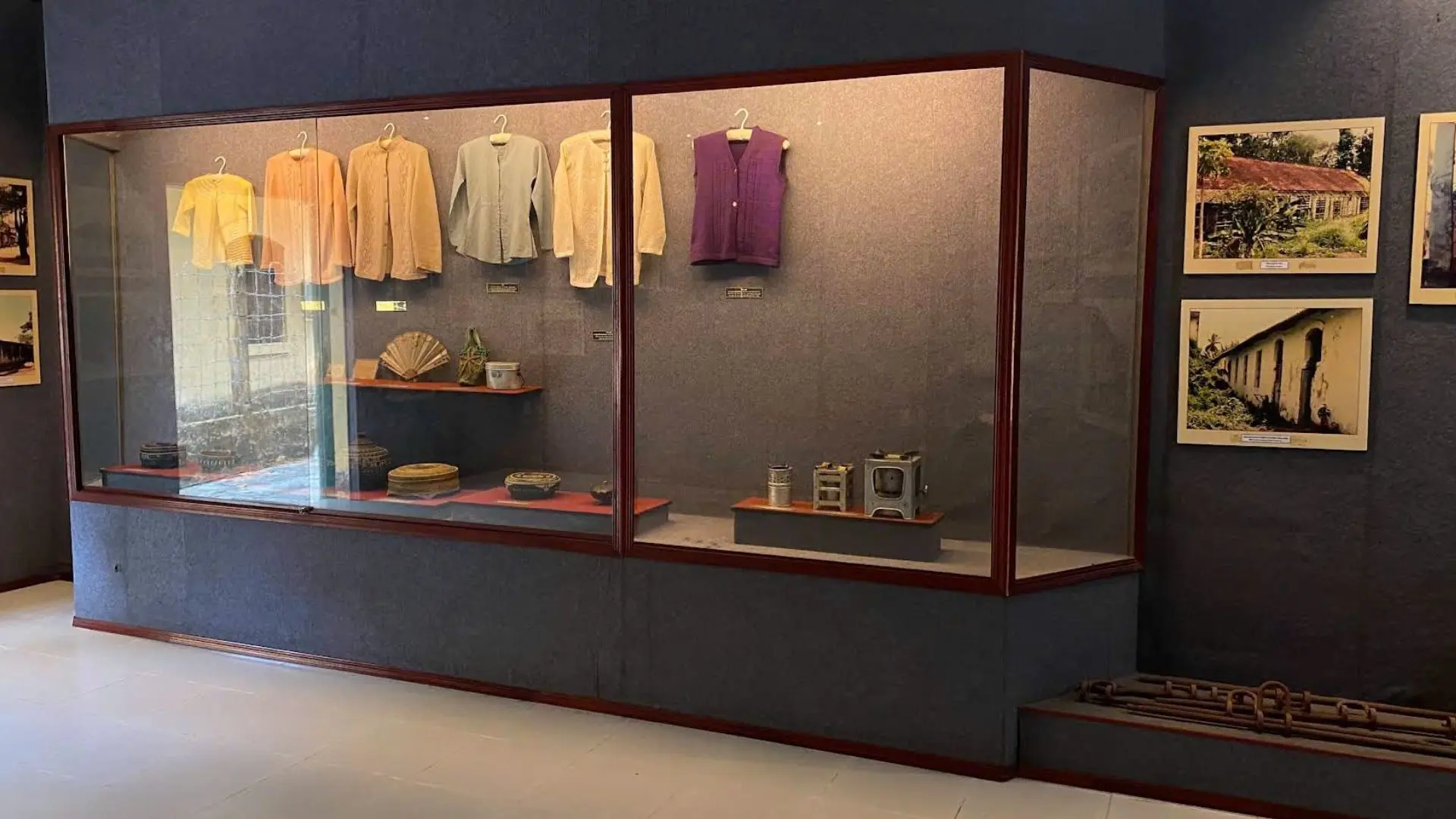 Artifacts displayed inside Can Tho Prison museum
