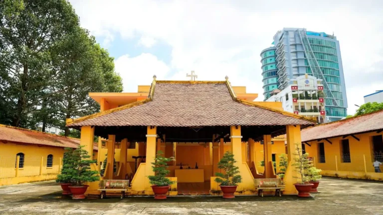 Central courtyard of Can Tho Prison under daylight