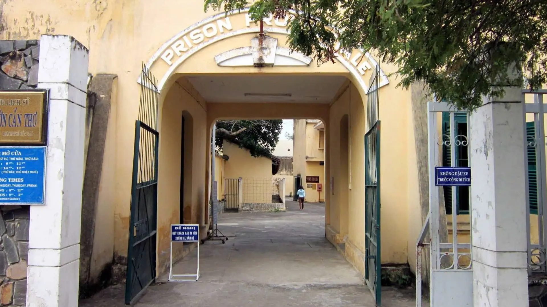 Entrance gate of Can Tho Prison with old colonial architecture